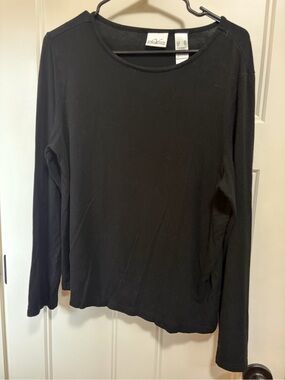 villager Black Long Sleeve Crewneck Tee